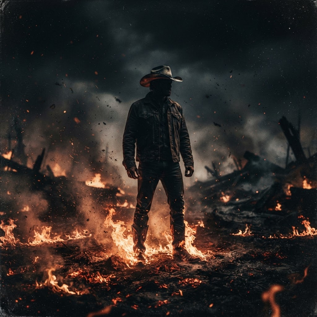 Still Standing in the Fire single cover, figure in flames